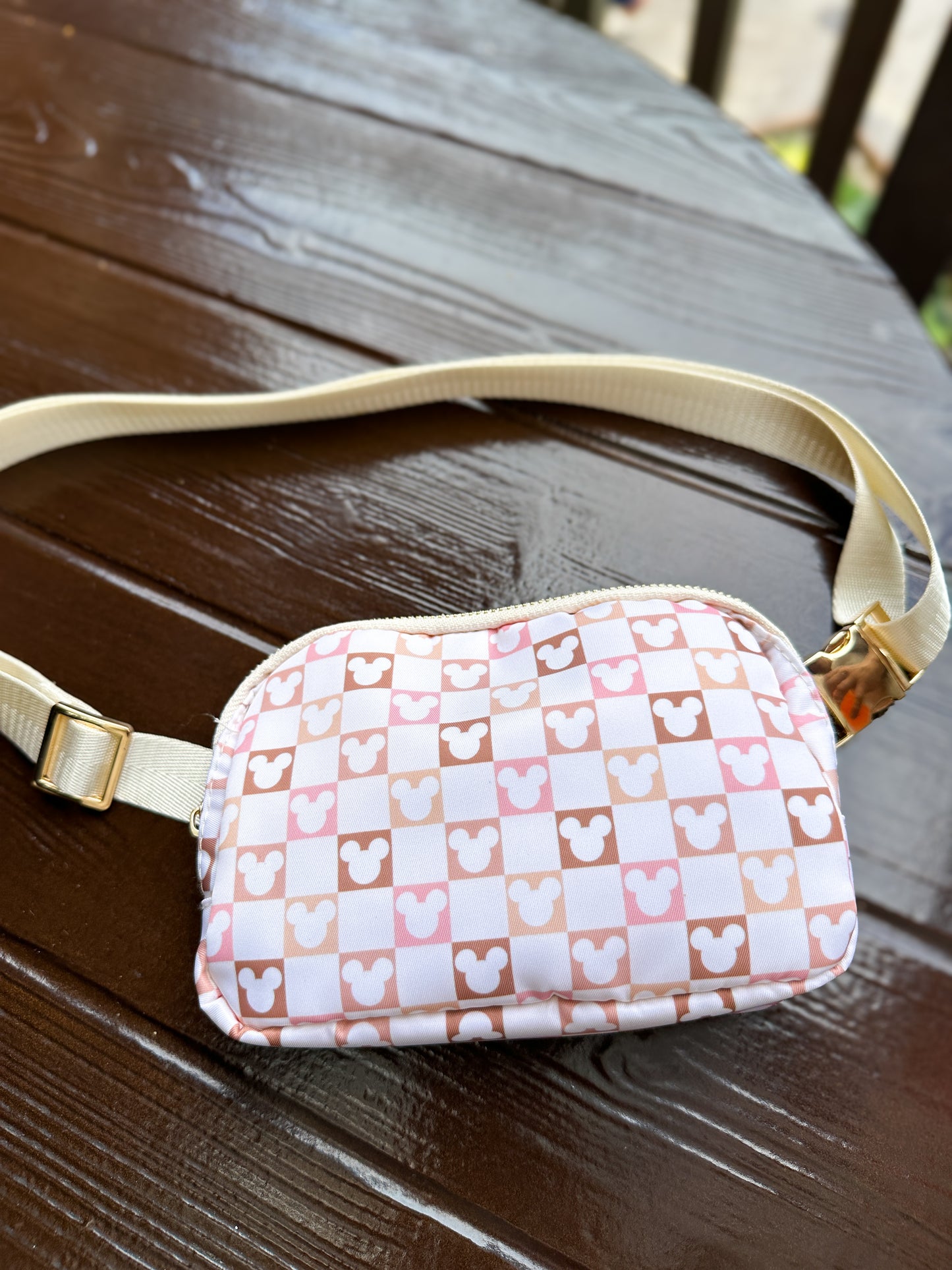 Neutral Checkered Belt Bag