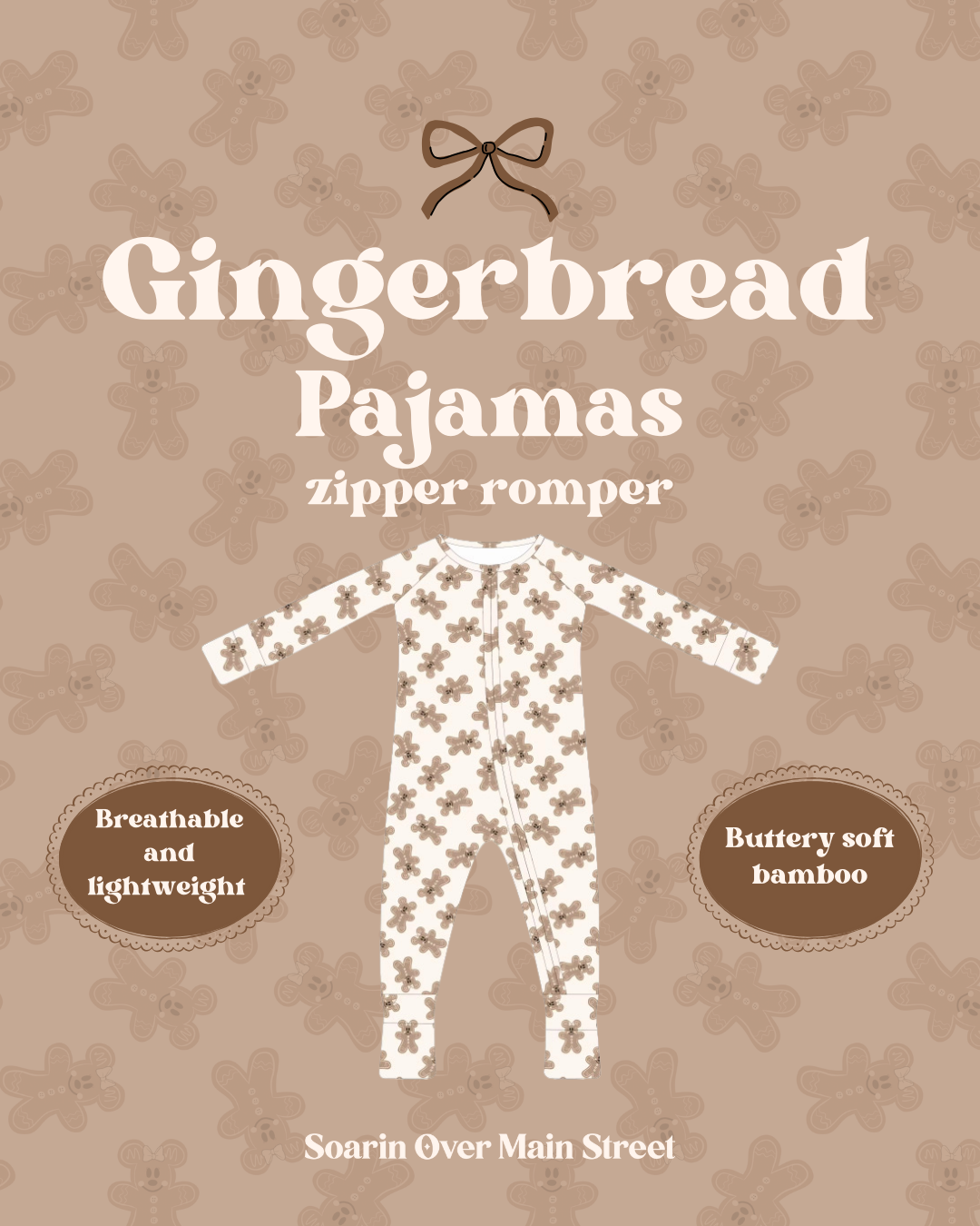 (PRE-ORDER) Gingerbread Zipper Romper
