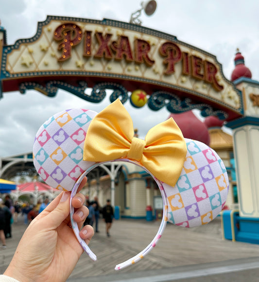 Pastel Checkered Mick Mouse Ears!