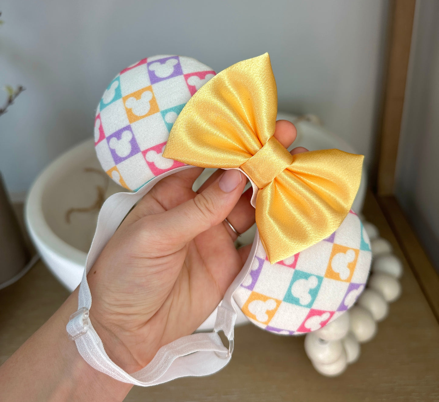 Baby/Child Pastel Checkered Mick Mouse Ears!