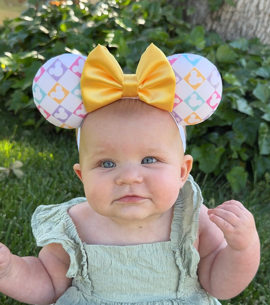Baby/Child Pastel Checkered Mick Mouse Ears!