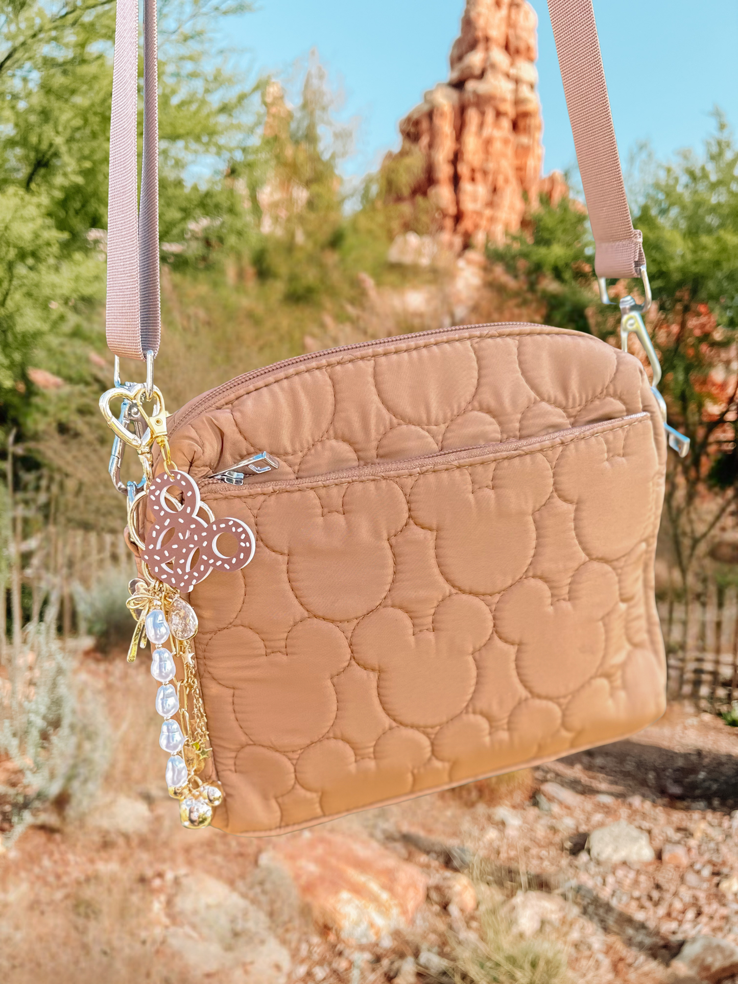 Caramel Quilted Crossbody Bag