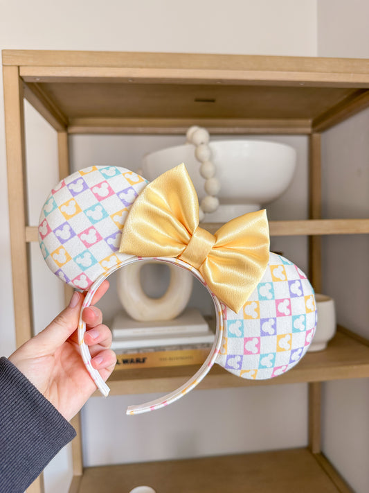 Pastel Checkered Mick Mouse Ears!