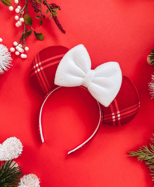 Winter Berry Plaid Mouse Ears!