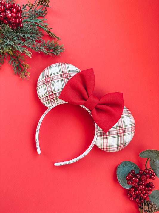 Wrapped in Red Plaid Mouse Ears!