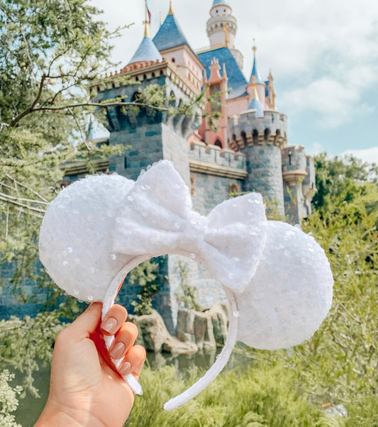 White as Snow Sequin Mouse Ears!