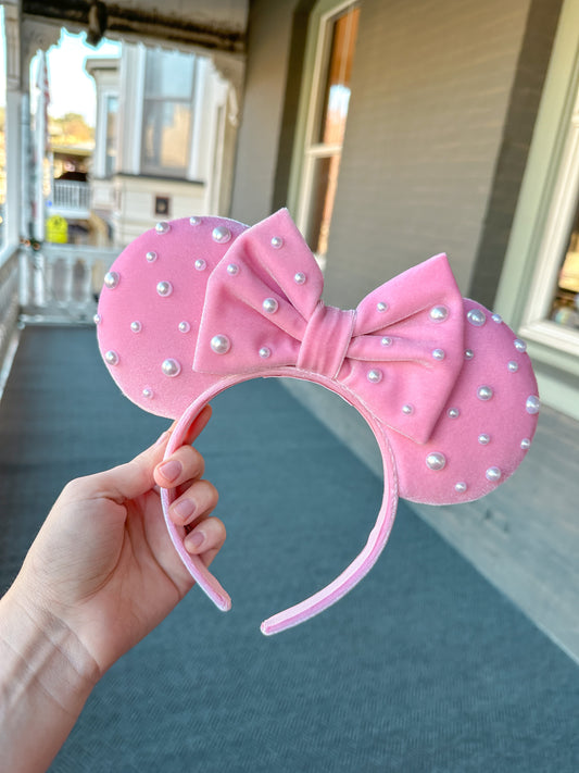 Pink Pearl Velvet Mouse Ears!